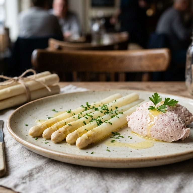 Aspergespaghetti met hammousse