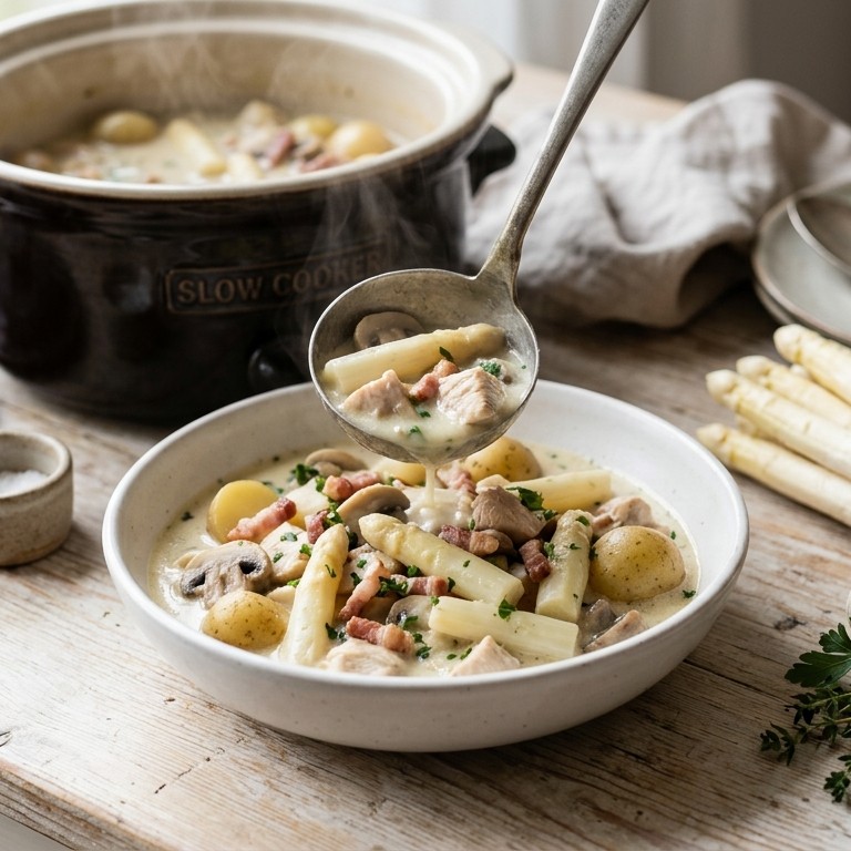 Aspergestoofpot uit de slowcooker