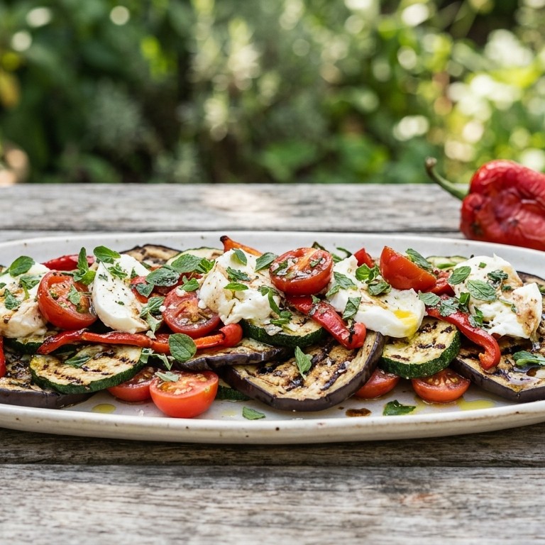 Aubergine-courgettesalade