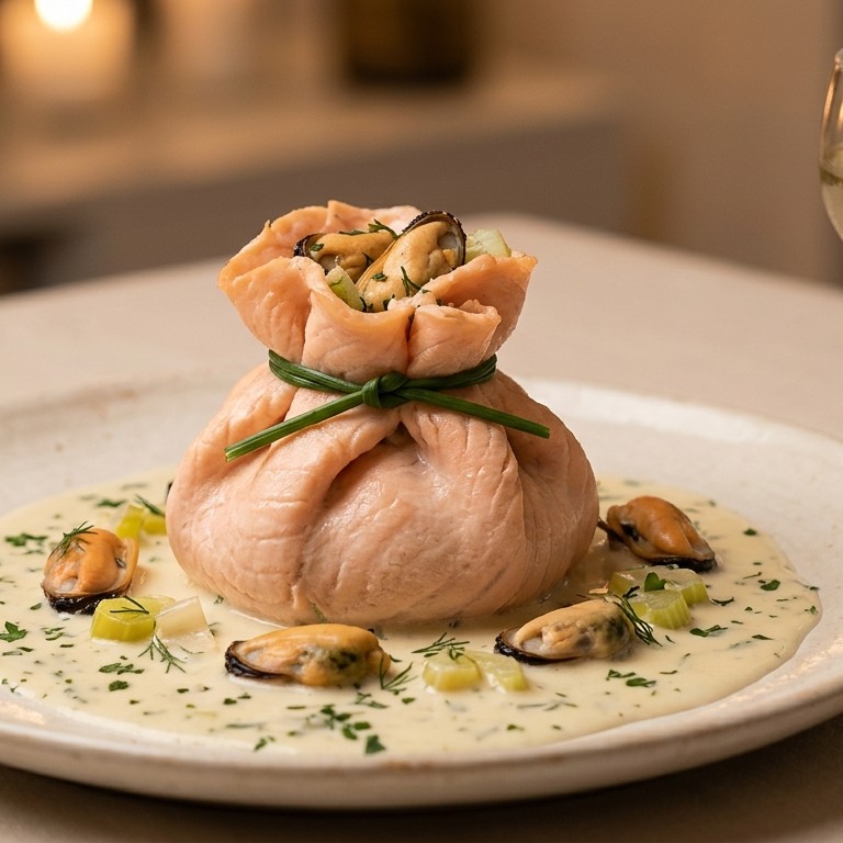 Aumoniere de Saumon aux Moules