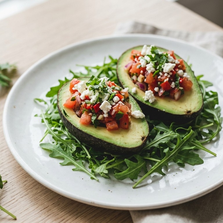 Avocado met tomaat en feta