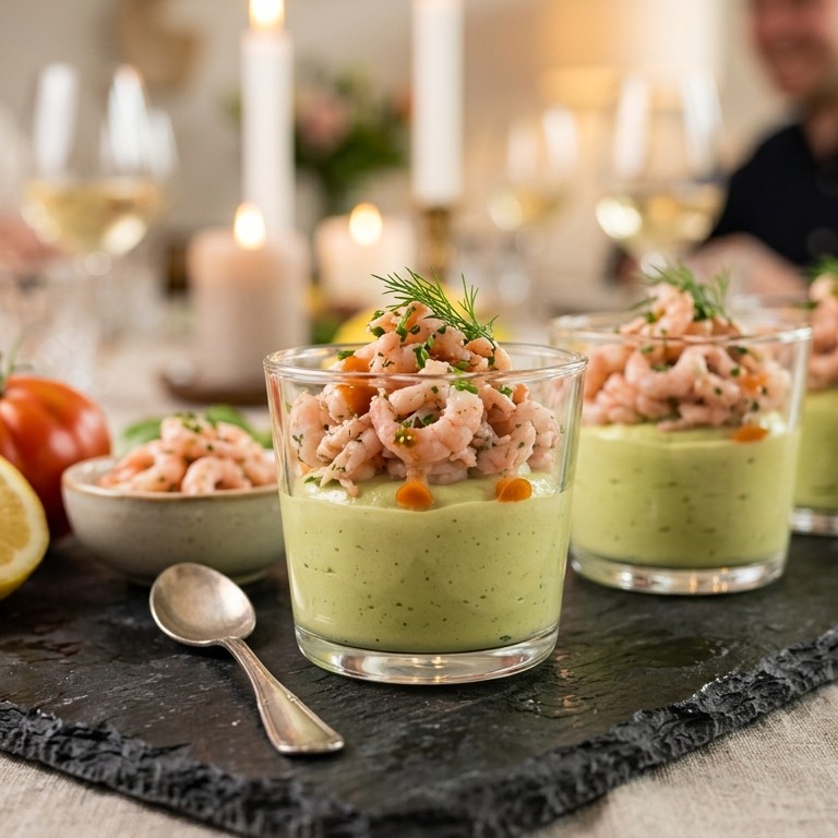 Avocadomousse met garnalensalade