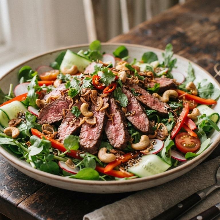 Aziatische salade met biefstukjes