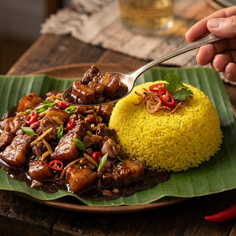 Babi ketjap met nasi koening