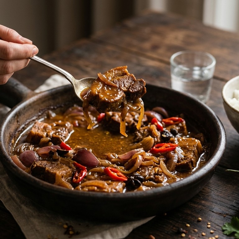Babi masak mosterd (hamlapjes met mosterd smaak)