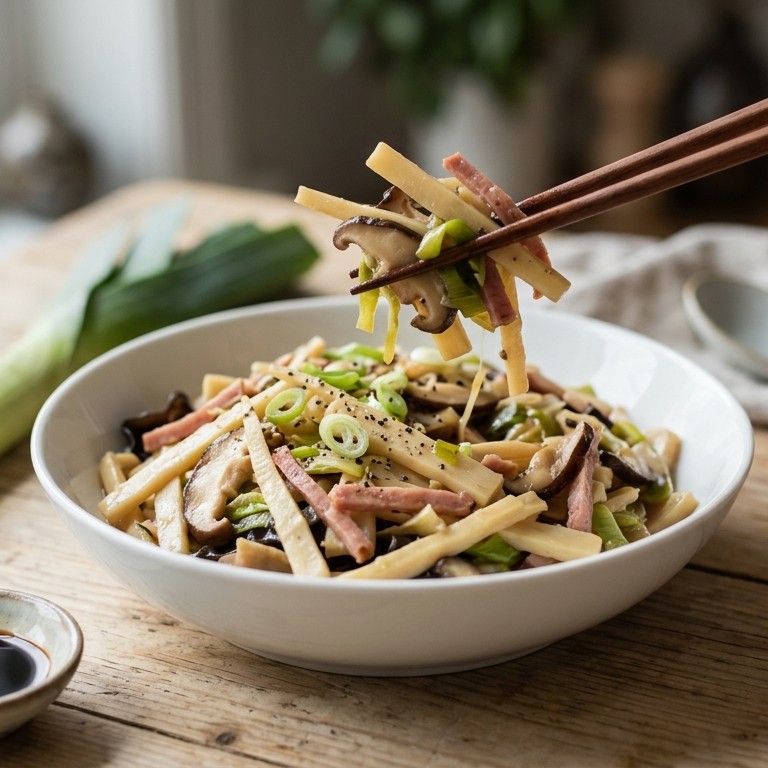 Bamboespruiten met champignons