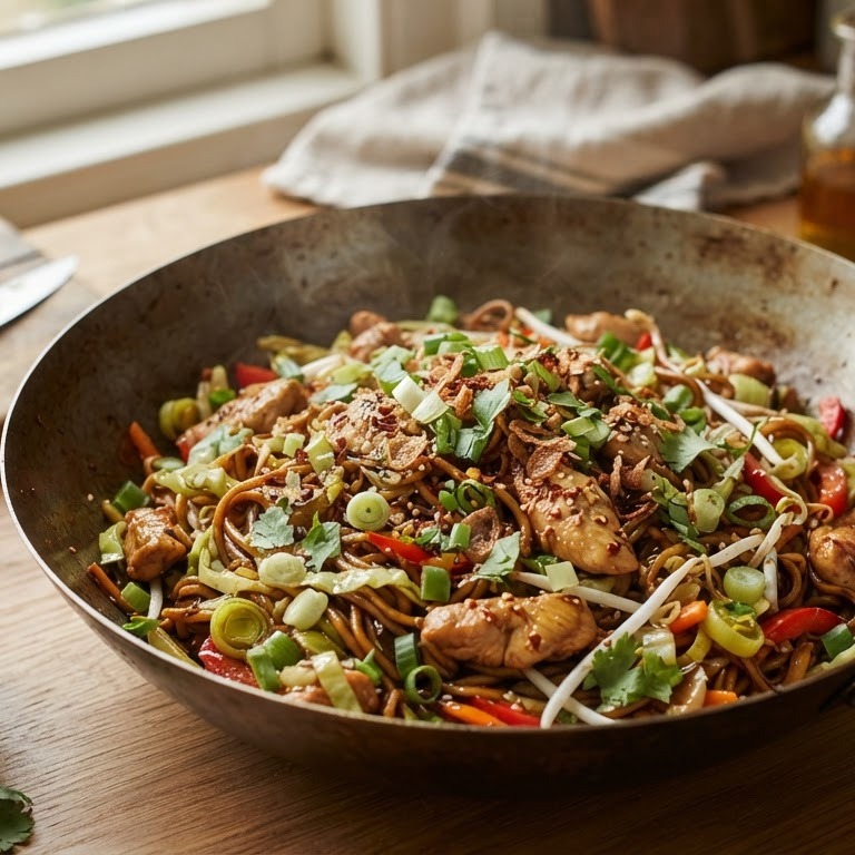 Bami met kipfilet en verse groenten