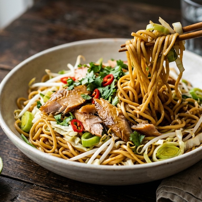 Bami met limoen en gerookte makreel