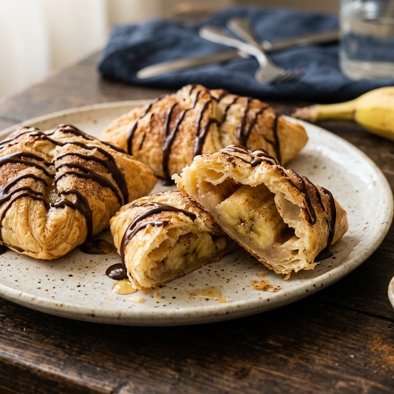 Banaan in bladerdeeg met chocolade
