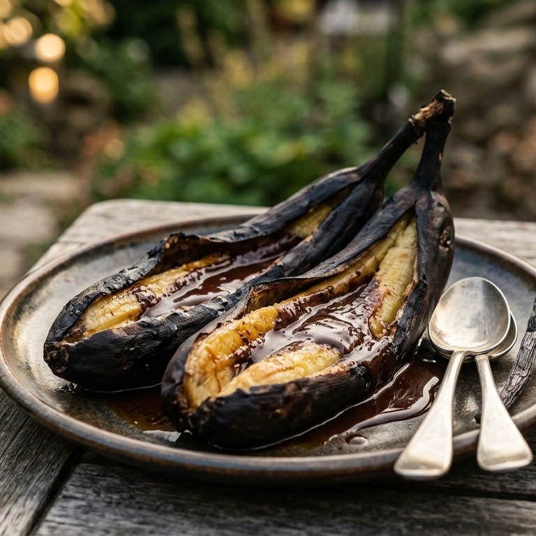 Banaan met chocolade en rum