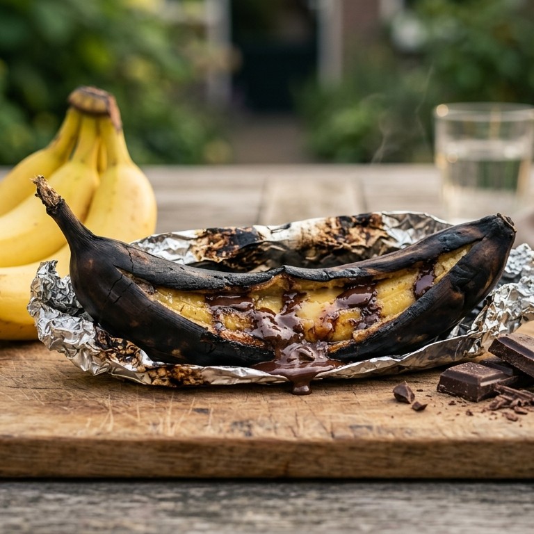 Banaan op de barbeque