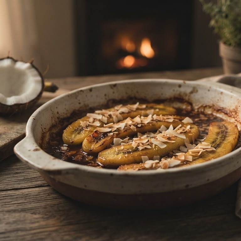 Banana coe coco na forno (bakbananen met kokos)