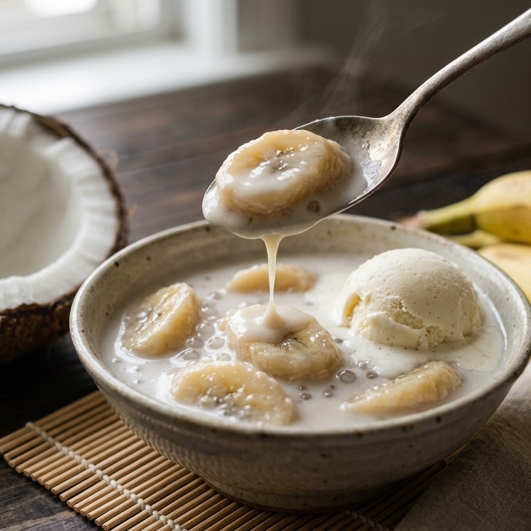 Bananen in rijke kokossaus