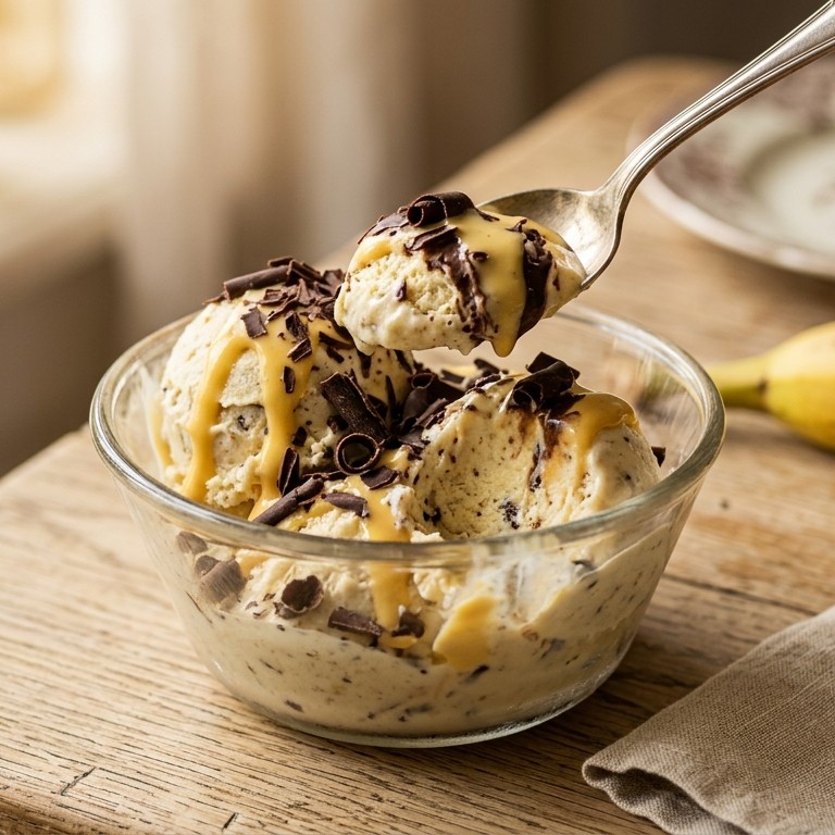 Bananenijs met chocolade en advocaat