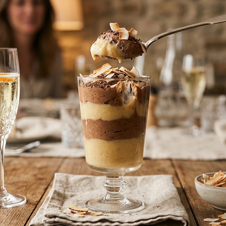 Bananenpuree met chocomousse