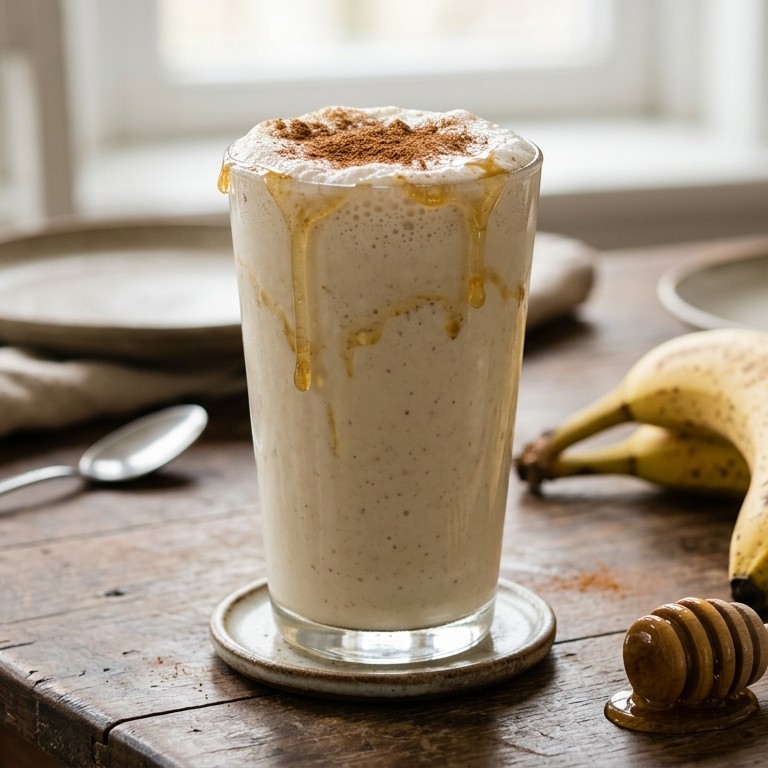 Bananenshake met honing en kaneel