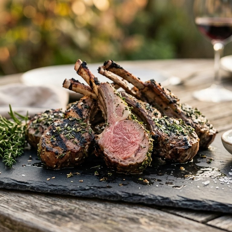 Barbeque lamskoteletten met provinciaalse kruiden