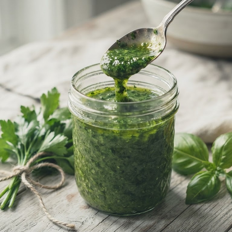 Basilicum-peterselie dressing