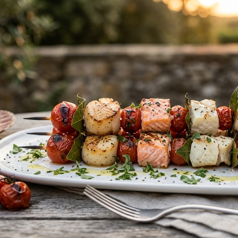BBQ Coquillekebabs met kerstomaatjes