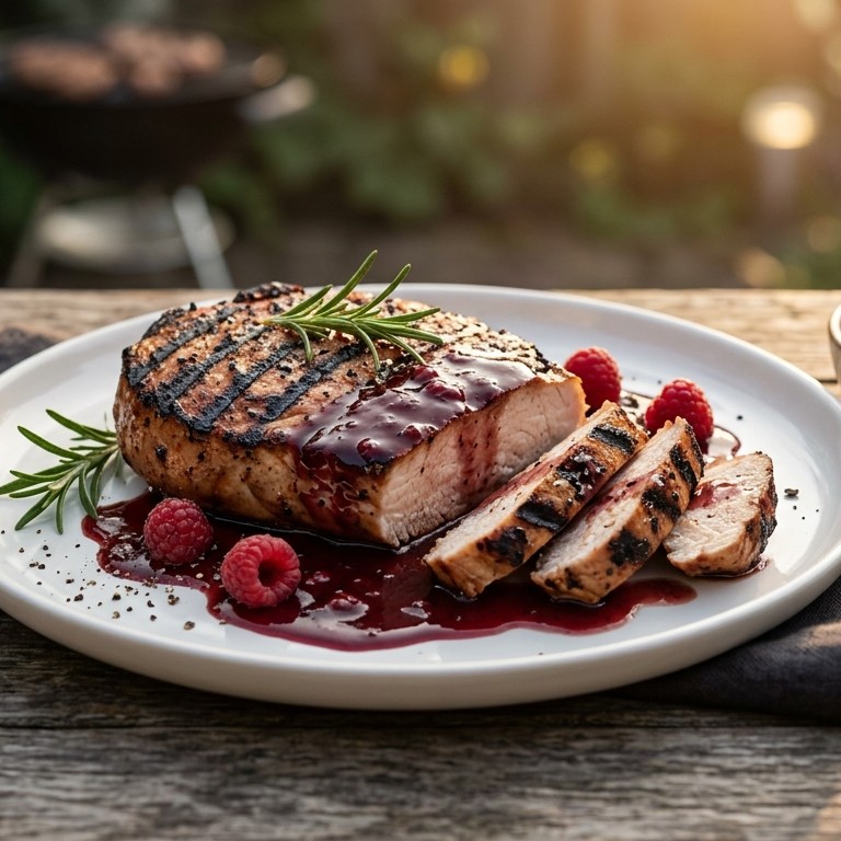 BBQ Kalkoenbiefstuk met frambozensaus
