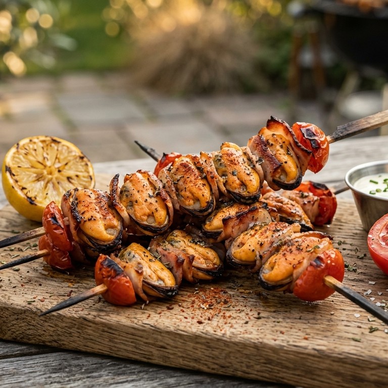 BBQ Mosselen aan het spit