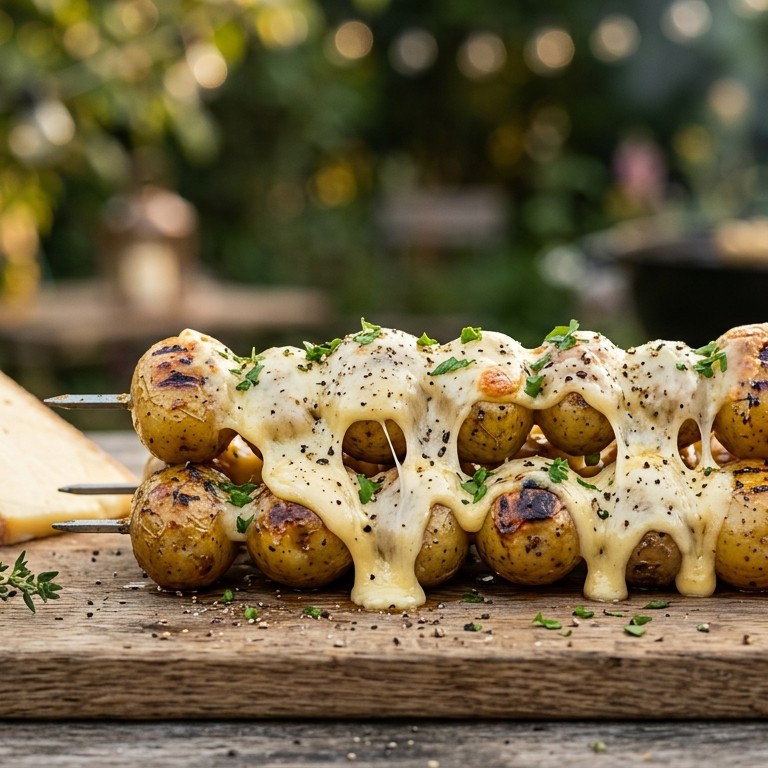 BBQ Spies van krieltjes met raclette