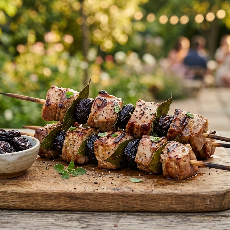 BBQ Varkensspies met pruimen