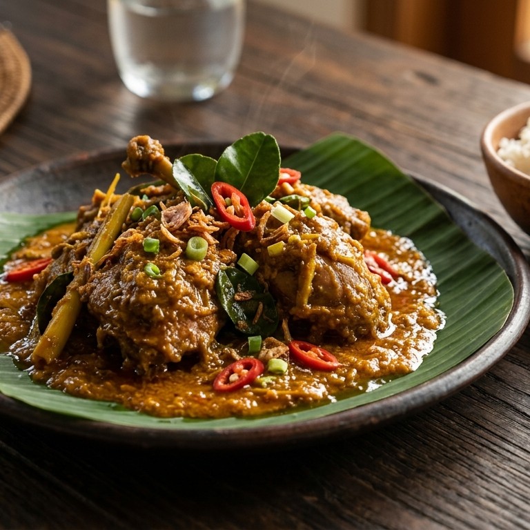 Bebek boemboe Bali (eend met Balinese kruiden)