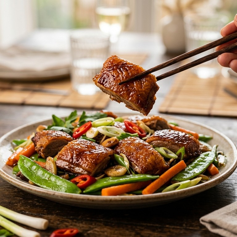 Bebek garing (Eend met peultjes en worteltjes)