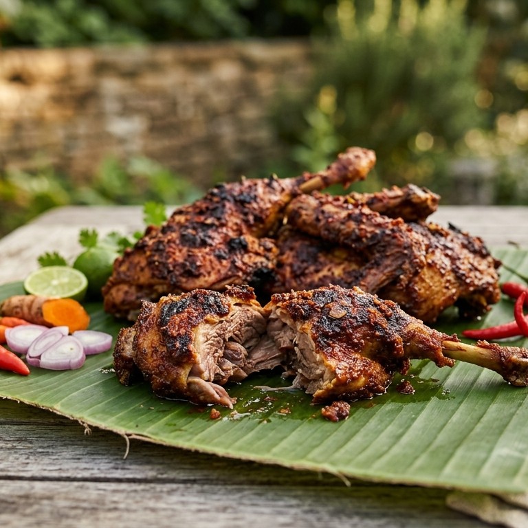 Bebek Panggang Pedis (geroosterde pittige eend)