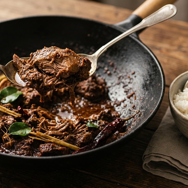 Bebek Rendang (gestoofde eend in kokosmelk)