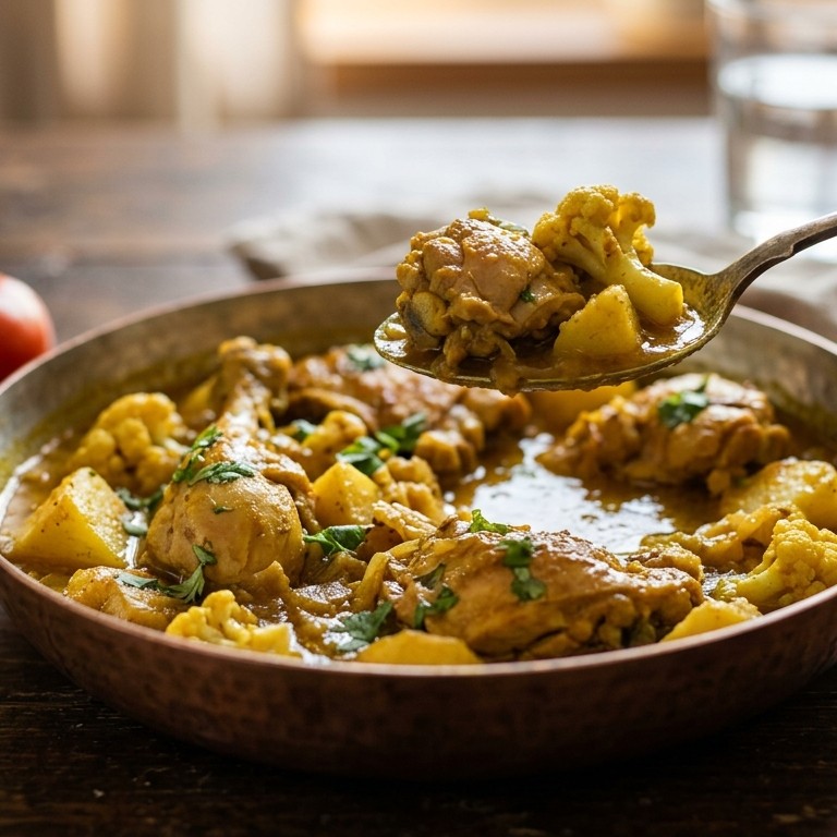 Bengaalse kip (kip met bloemkool en aardappels)