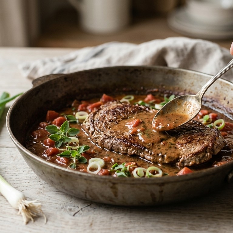 Bieflapje met tomatensaus
