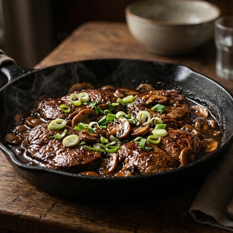 Bieflapjes met champignons