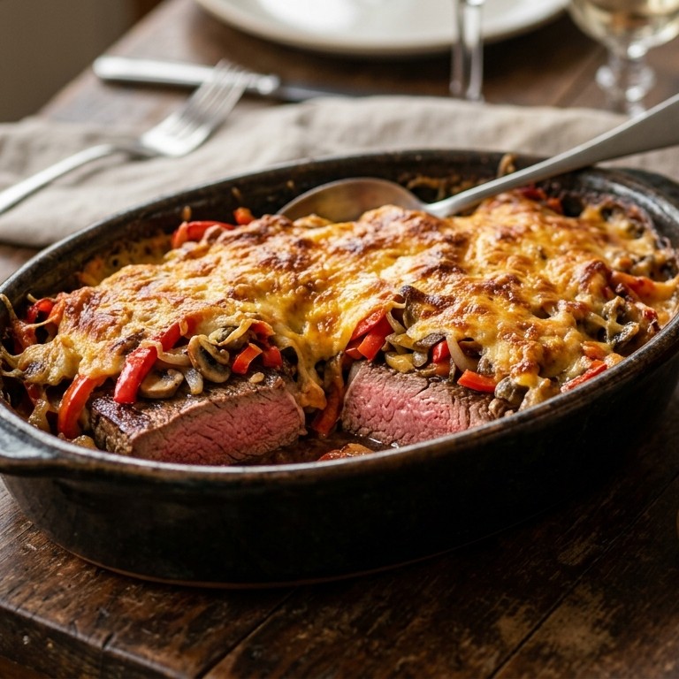 Biefstuk gratin