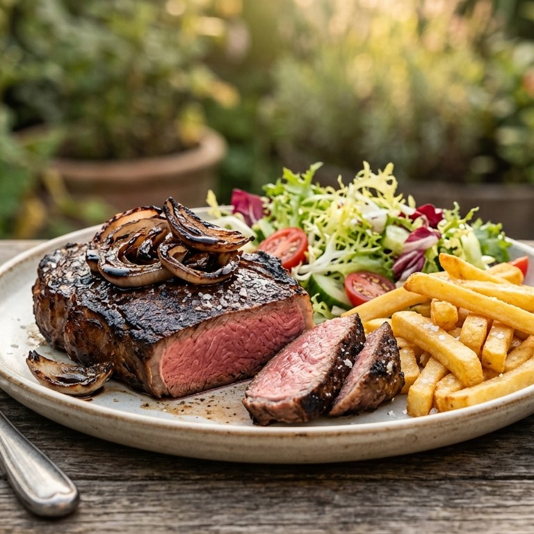 Biefstuk met gegrilde ui