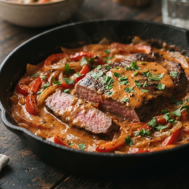Biefstuk met paprikasaus