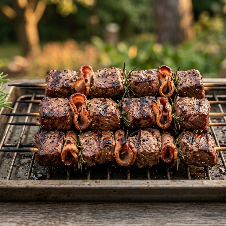 Biefstukspies op de BBQ