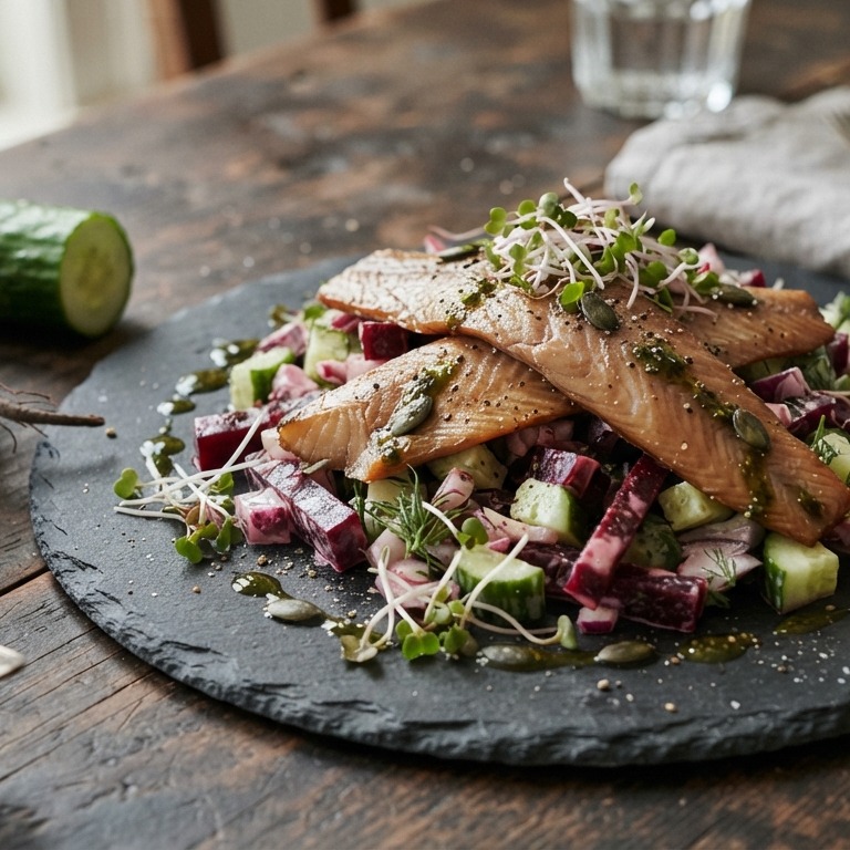 Bietensalade met gerookte haring