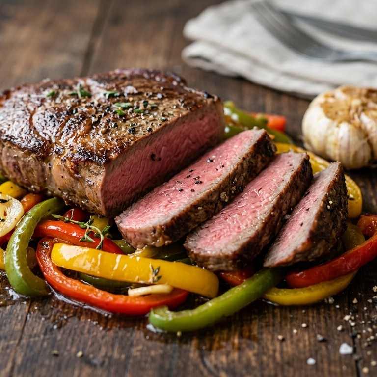 Bietstuk met gekleurde paprika