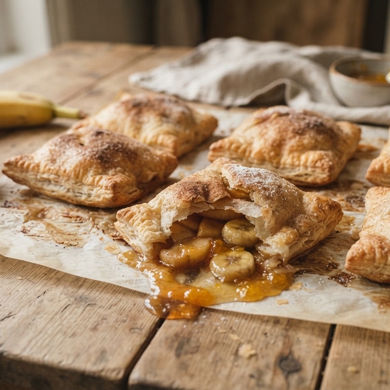 Bladerdeeg met appel, banaan en sinaasappelmarmelade