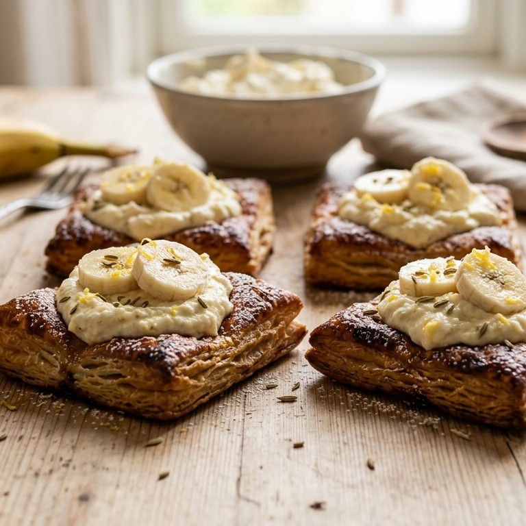 Bladerdeeg met citroenmascarpone en banaan
