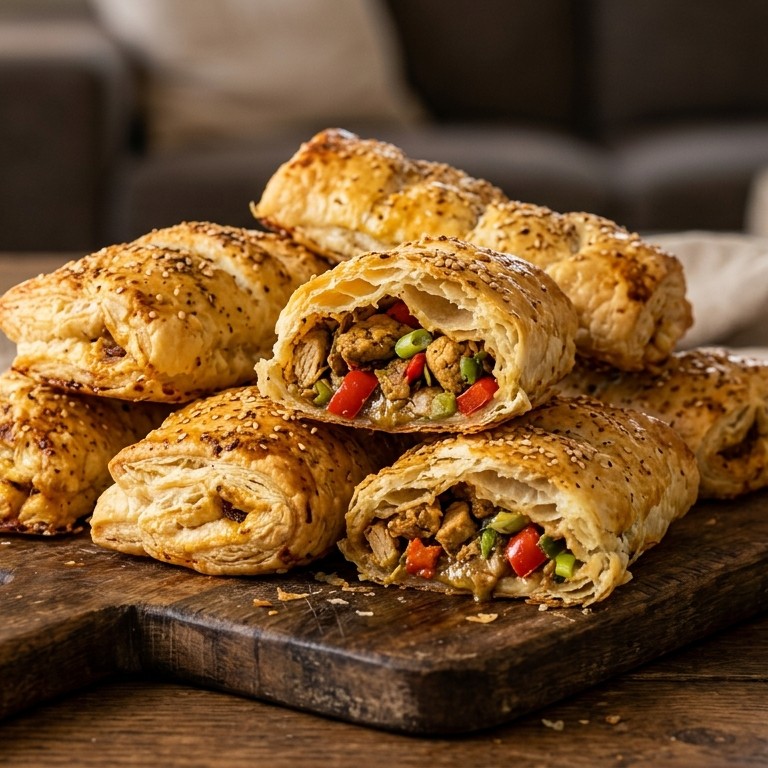Bladerdeegbroodjes gevuld met shoarma
