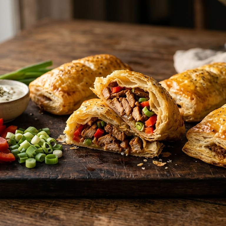 Bladerdeegbroodjes  met shoarmavlees