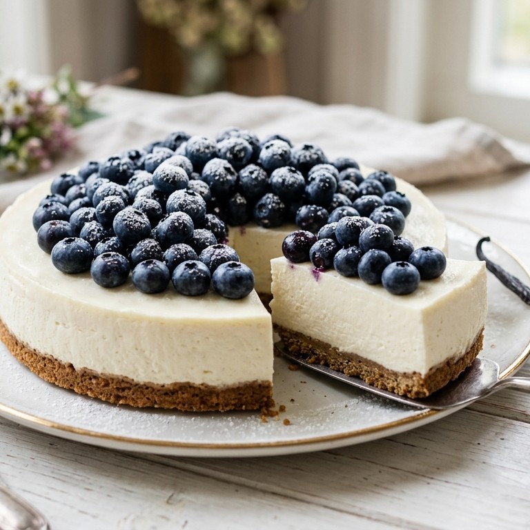 Blauwe bessen cheesecake