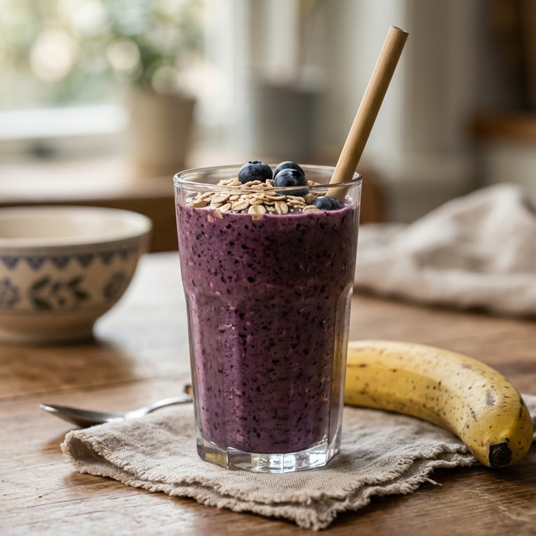 Blauwe bessen-haversmoothie