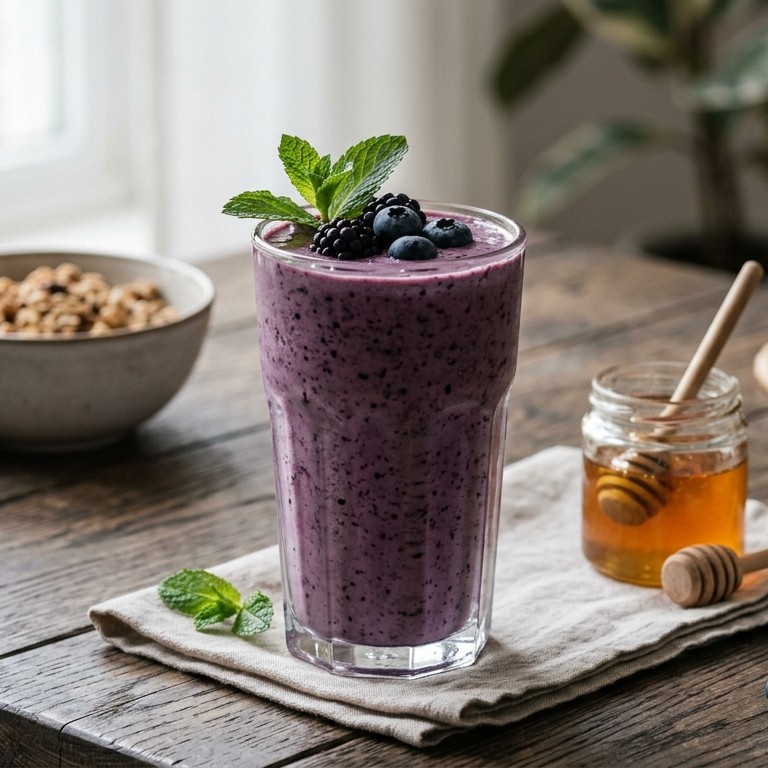 Blauwe bessen-karnemelkshake