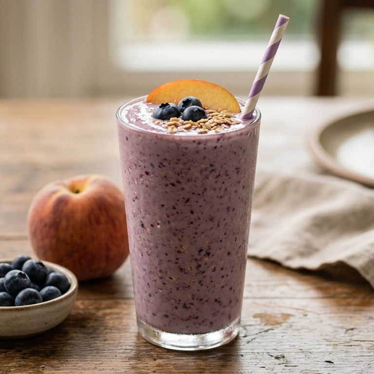 Blauwe bessen-perziksmoothie
