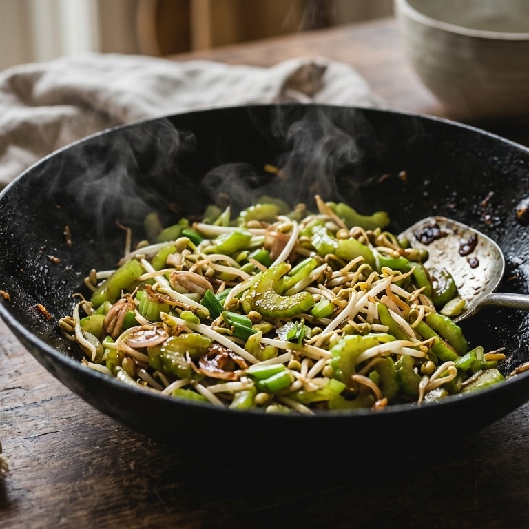 Bleekselderij met taugé