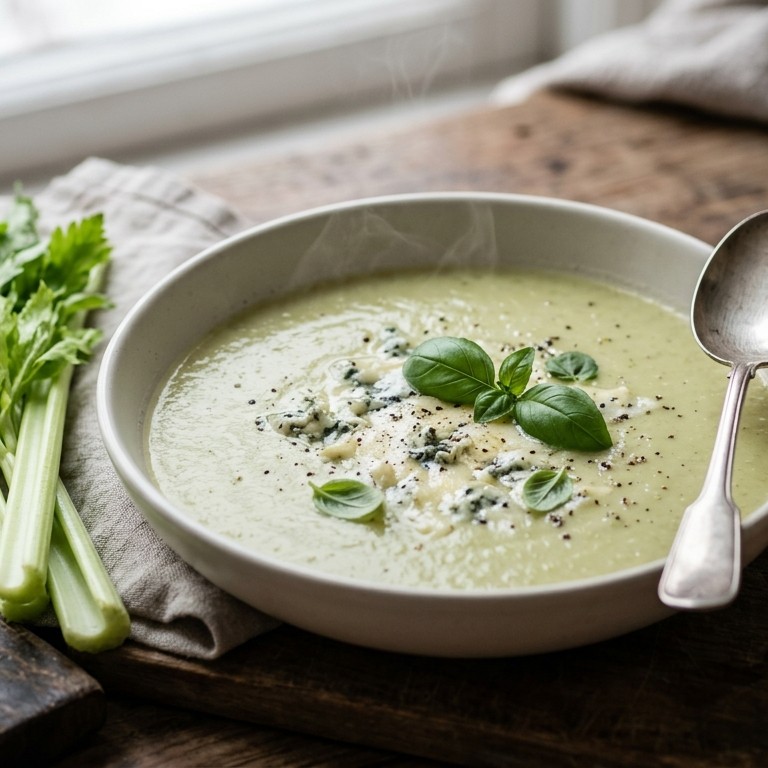 Bleekselderijsoep met danish blue